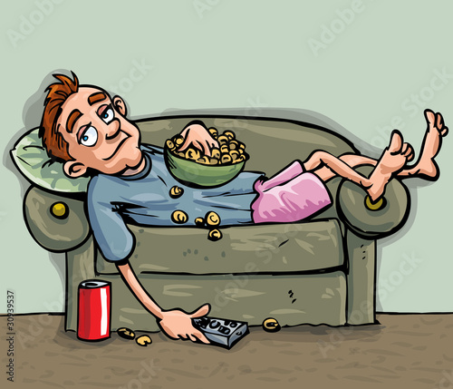 Cartoon teen relaxing on the sofa photo