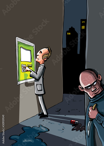 Cartoon of a crime that is about to happen