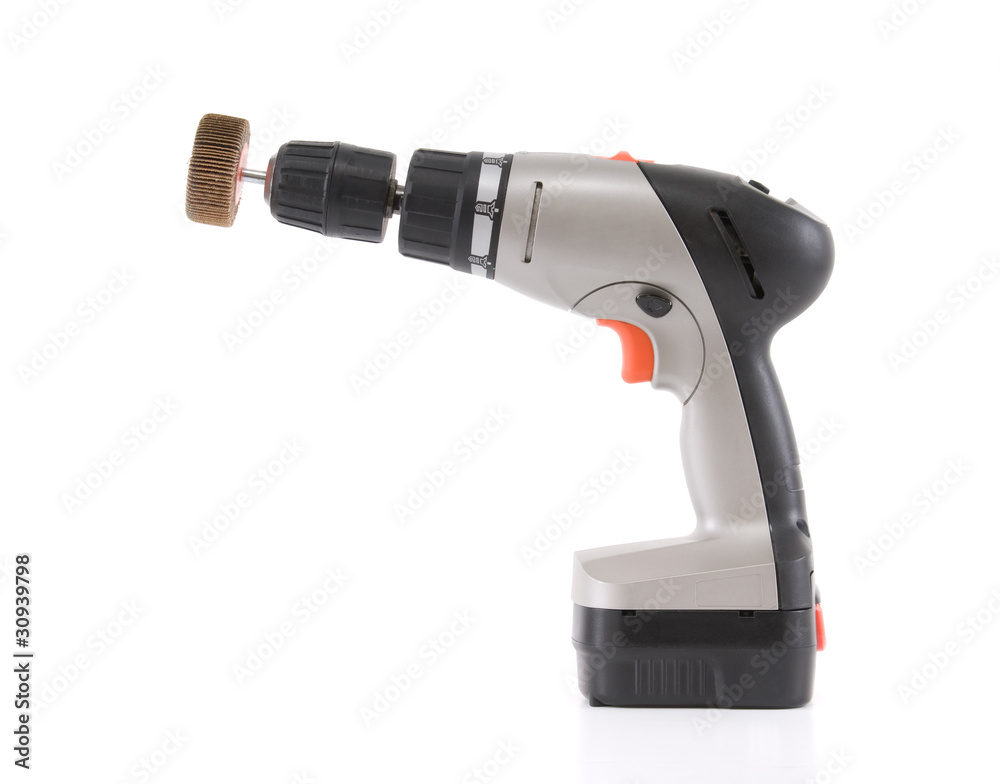 Cordless polisher with battery isolated on white background. Cordless polisher with battery isolated on white background.