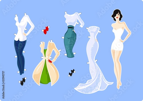 Paper doll and her wardrobe