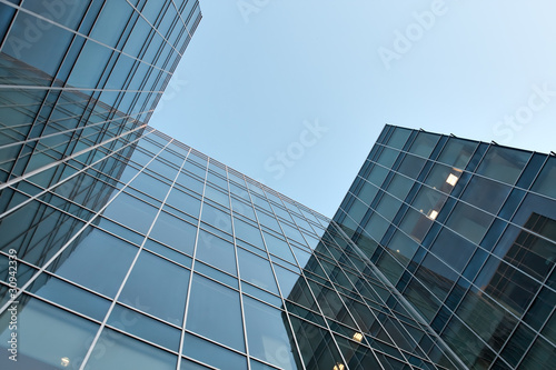 modern glass skyscraper perspective view