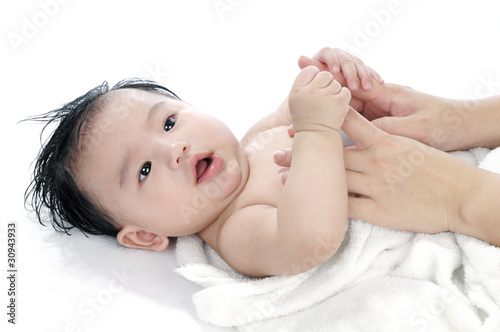 Massaging Cute Infant Baby