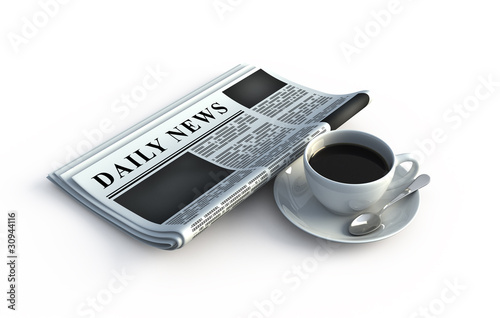 Newspaper and coffee cup