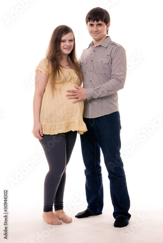 A pregnant woman with a happy husband