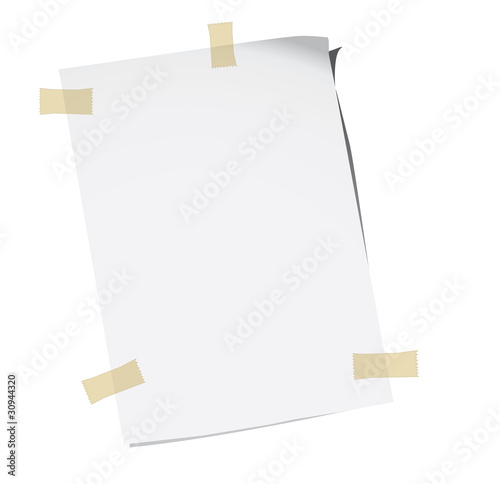 Blank piece of paper attached with tape