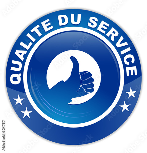 qualité du service sur bouton rond bleu
