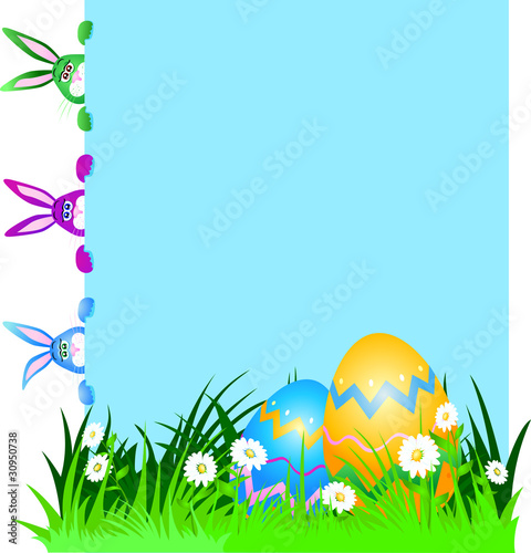 Rabbits and Easter eggs, background