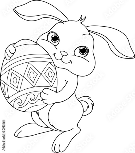 Canvas Print Easter bunny. Coloring page