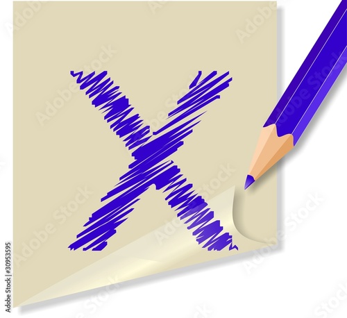 Post it con lettera X, in vettoriale