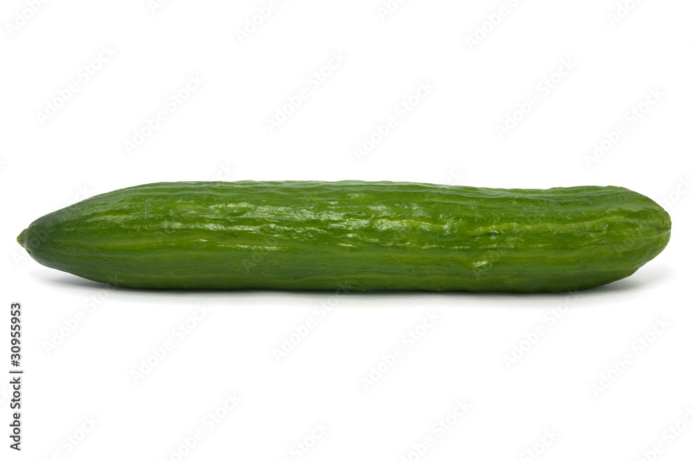 raw green cucumber over a white background raw green cucumber over a white background