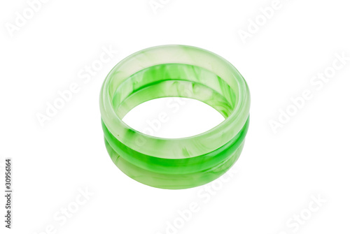 Green jade bracelet isolate on the white.