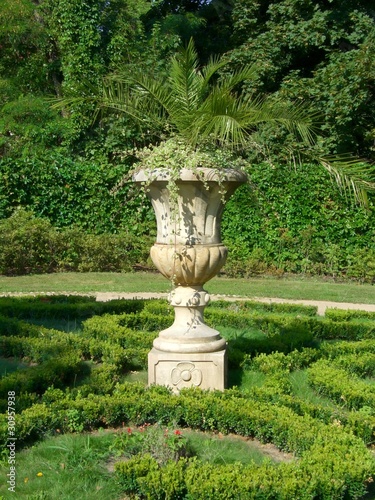 Stone vase in park