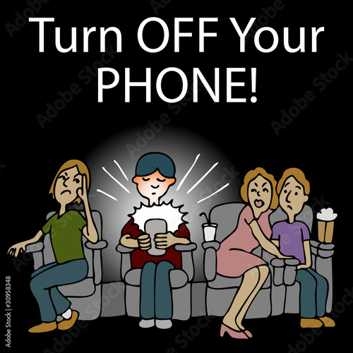 Rude Man Texting in a Movie Theater