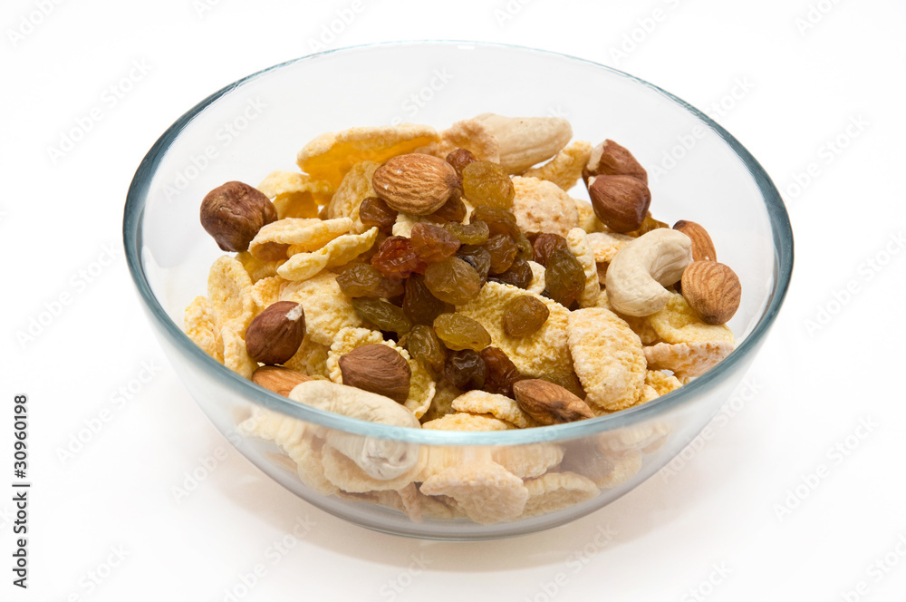 corn flakes in a bowl isolated on white background corn flakes in a bowl isolated on white background