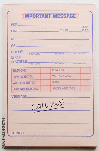 Important Message Call Me memo pad