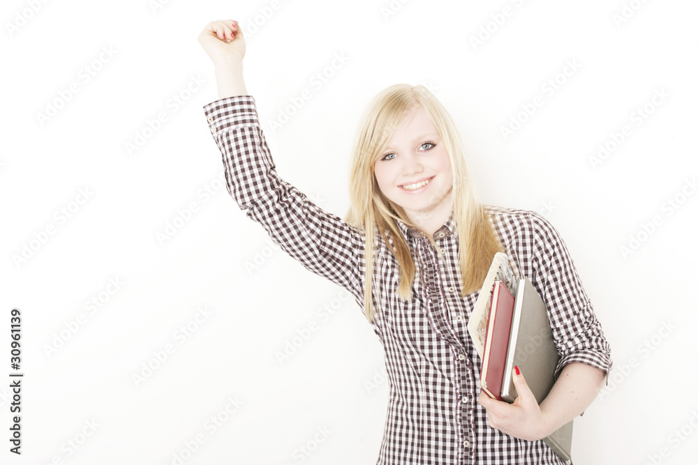 Obraz premium hübsche schülerin freut sich