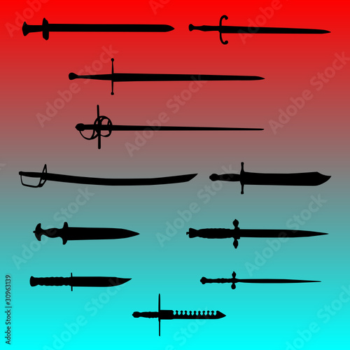 swords and knives collection vector