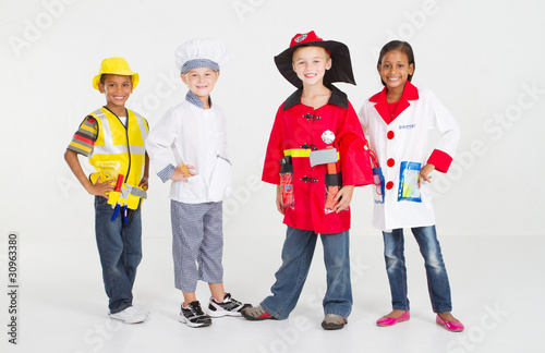 Fotografia kids dressed up in career uniforms