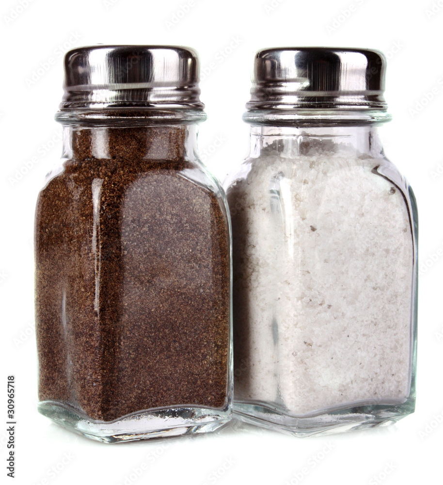 Salt and pepper shaker on a white background Salt and pepper shaker on a white background