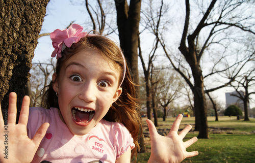 Girl making silly face at camera