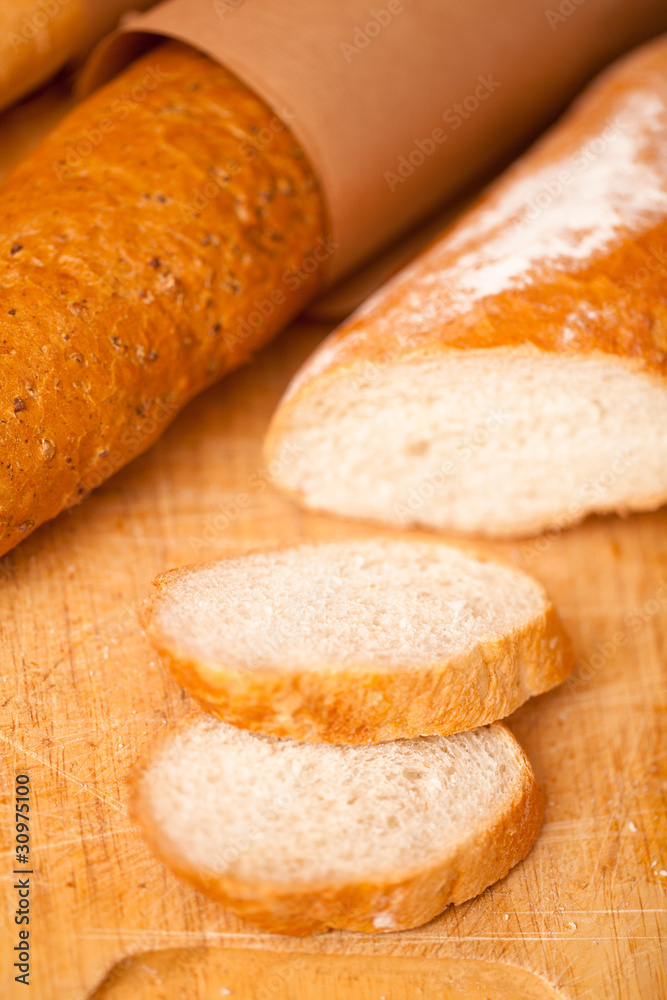 Cutted crusty slices of   bread