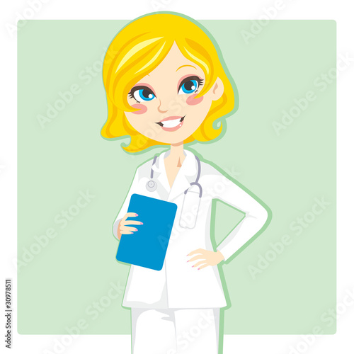 Woman Doctor holding a medical clipboard