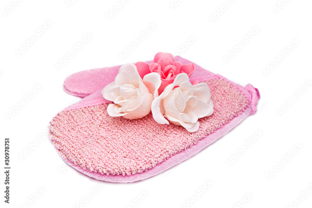 Pink sponge with roses Pink sponge with roses