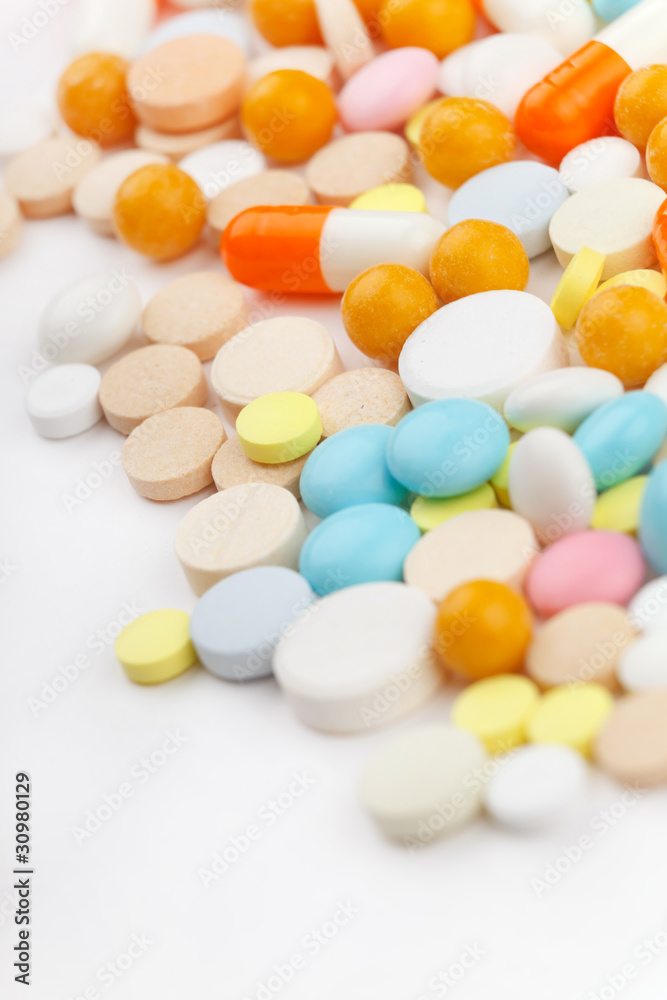Colorful tablets with capsules Colorful tablets with capsules