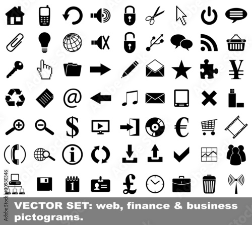 Vector set web finance business pictograms