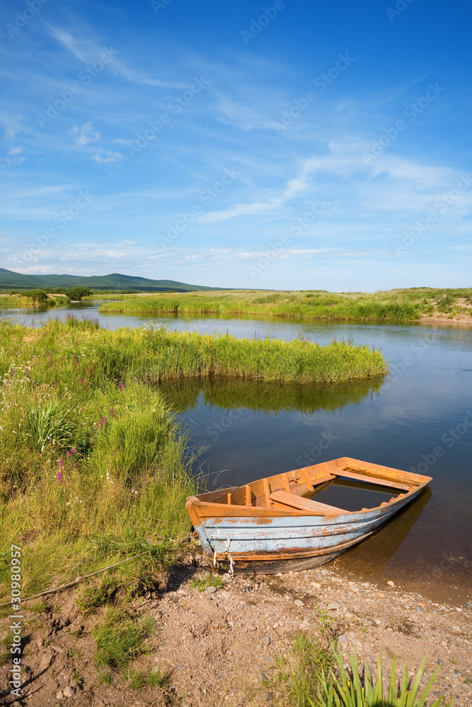 Old boat from a wood