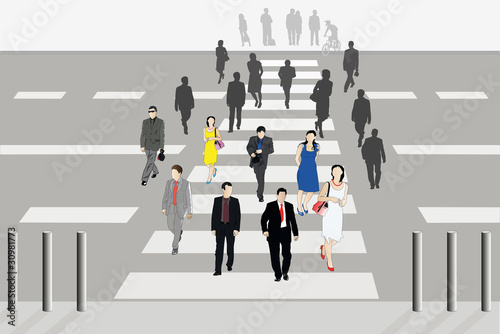people cross the road