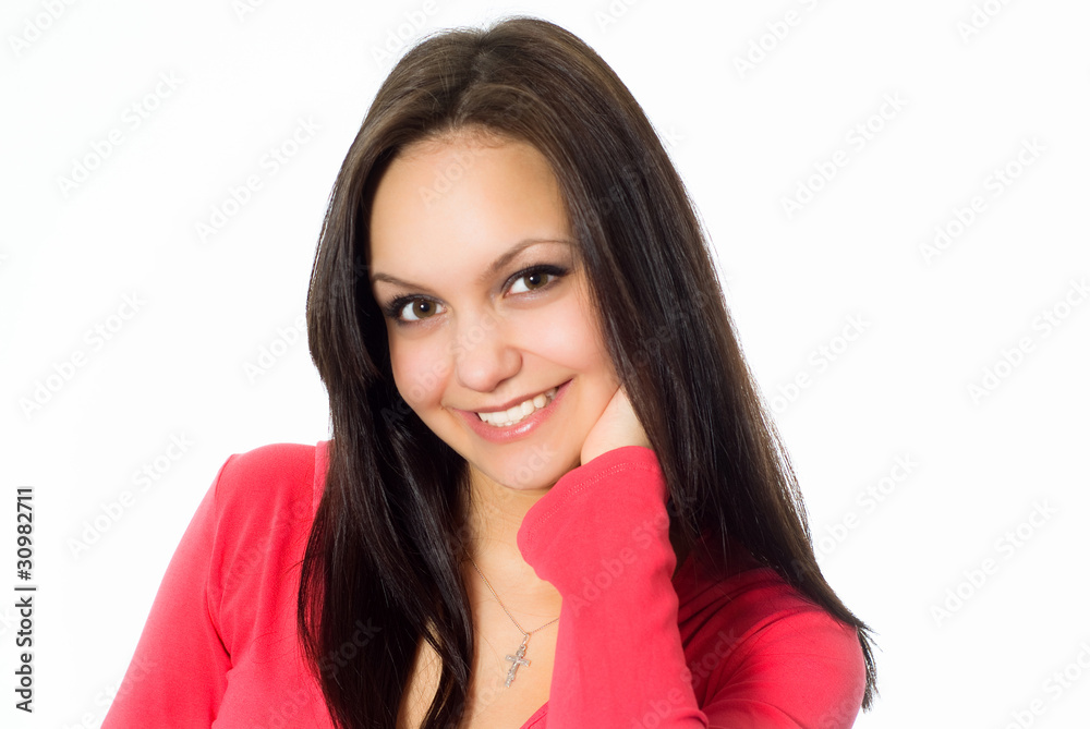 beautiful girl in the red