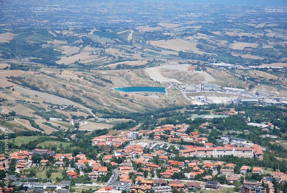 panoramic view on San Marino, Italy