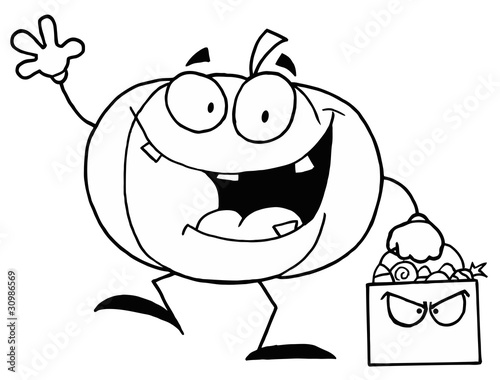 Outlined Trick or Treating Pumpkin
