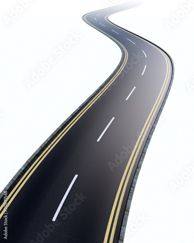 Empty road fading into white background