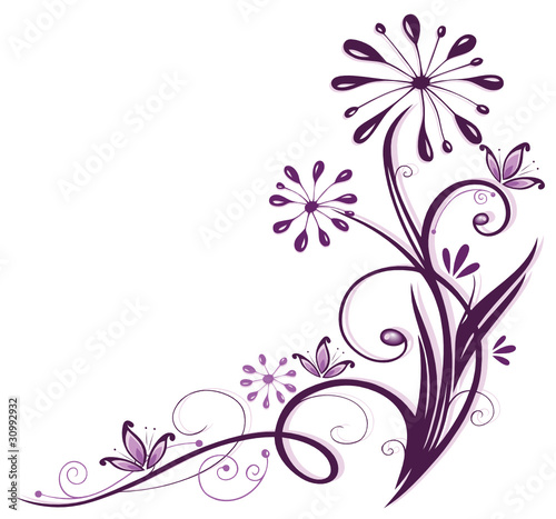 Ranke, flora, filigran, Blumen, Blüten, Gräser, lila, violett