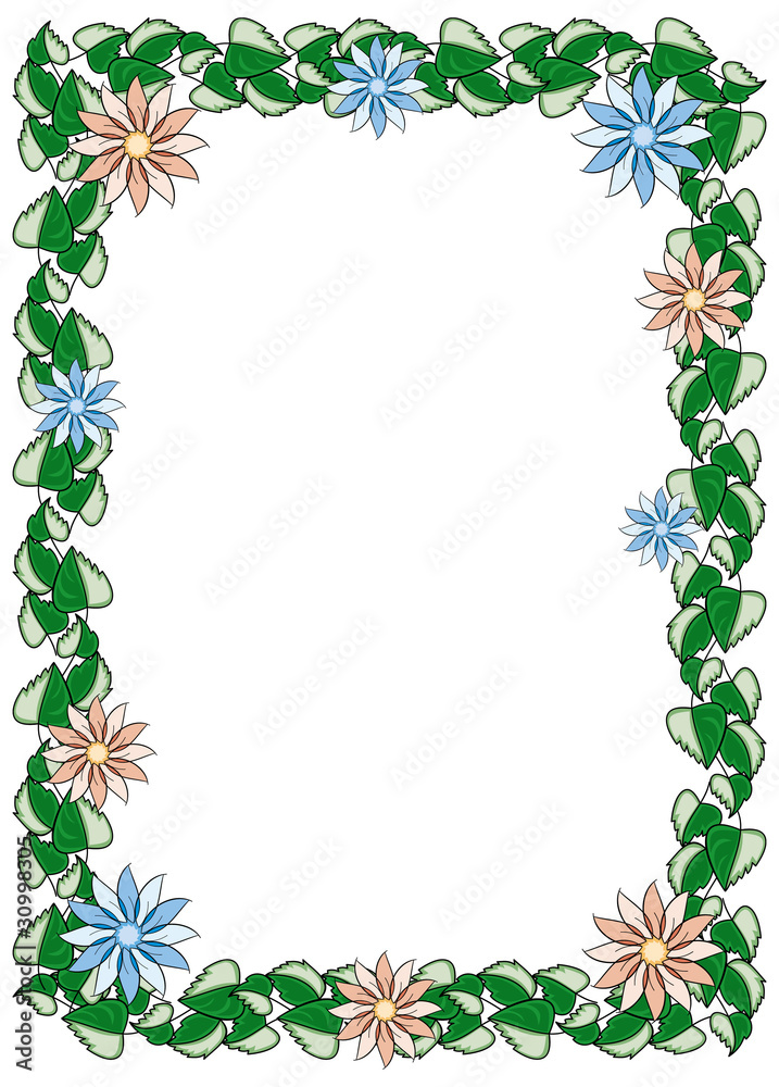 Color frame with flowers