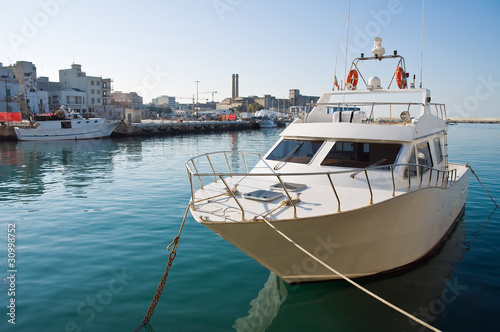 Boat moored at Monopoli port. Apulia.