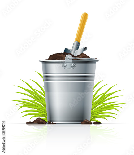 metallic bucket with ground