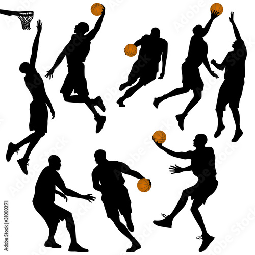 basketball, people silhouettes collection - vector