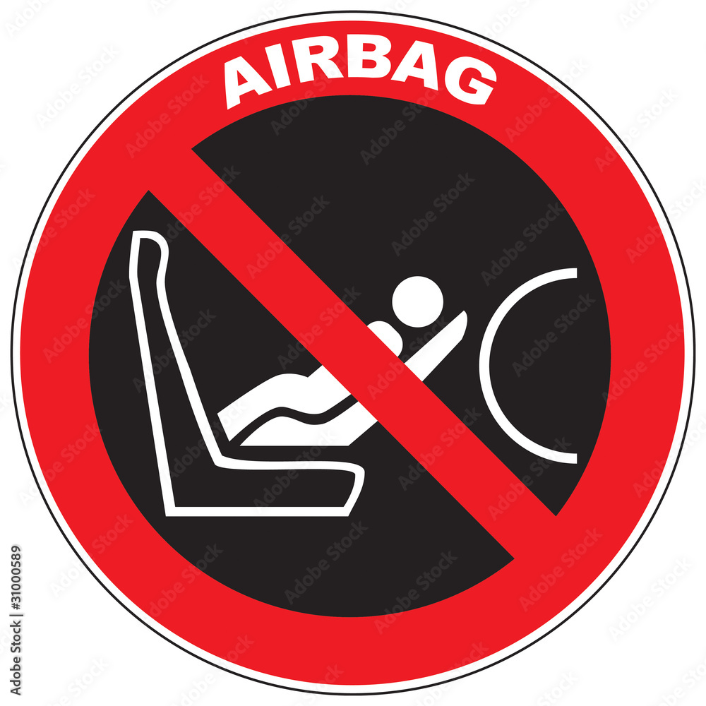 Zeichen Anbringen Kindersitzes auf Airbaggesichertem Sitz Adobe Stock