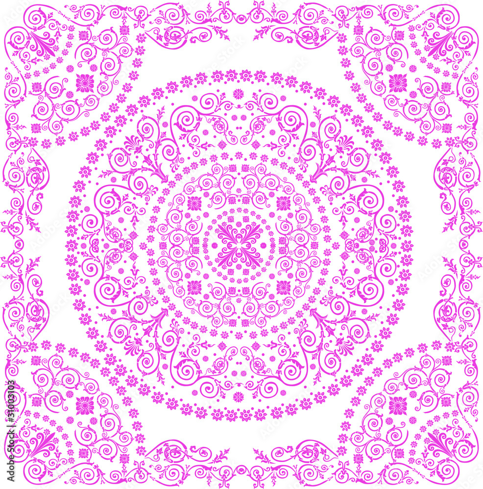 pink square pattern with circle decoration