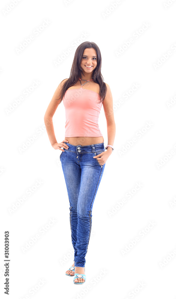 Portrait of a beautiful teenage girl isolated on white Portrait of a beautiful teenage girl isolated on white