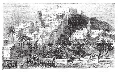 Algiers city vintage engraving. Capital of Algeria.