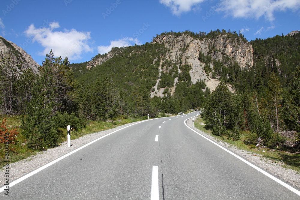 Switzerland - road in Swiss National Park (Grisons canton)