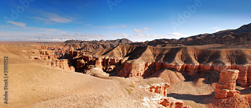 Panoramic view of Charyn Canyon in Kazakhstan photo