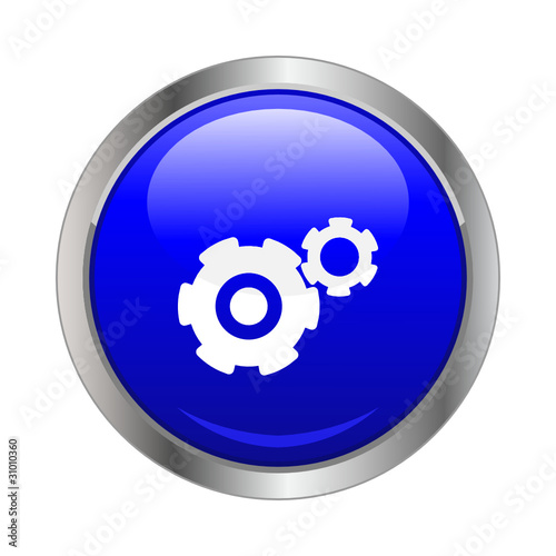 Button Zahnrad blau