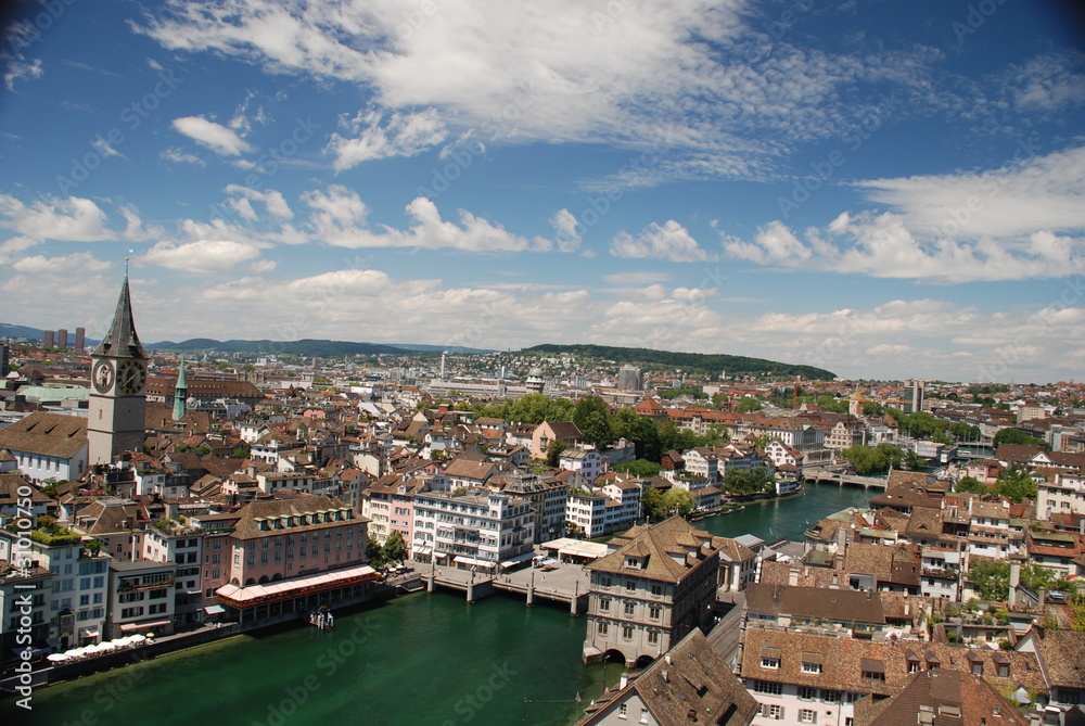 Zurich landscape from the Grossmünster belltower