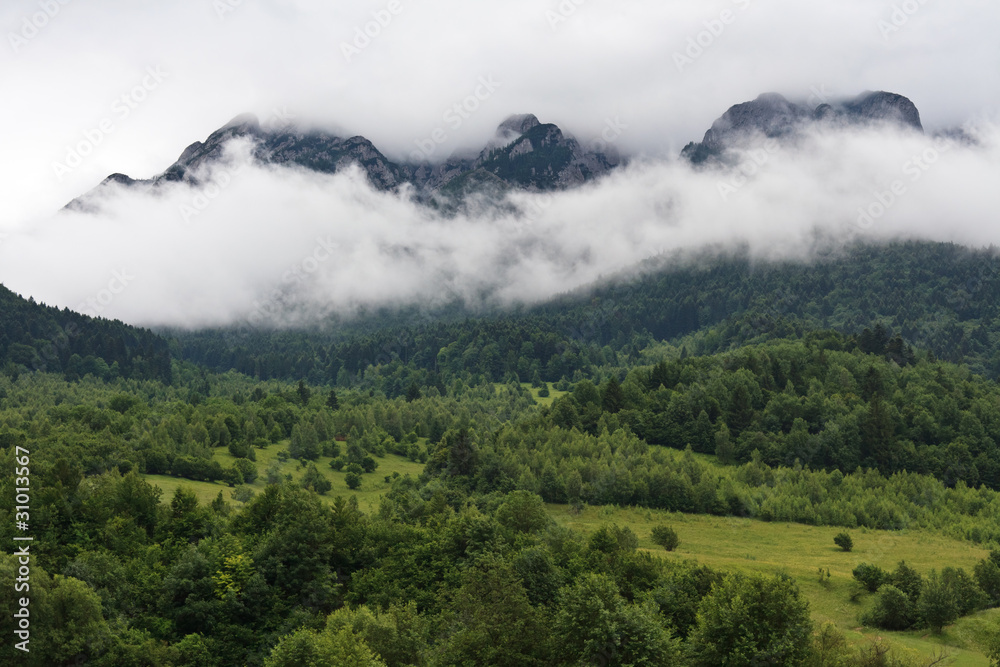 mountains and clouds