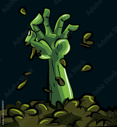 Cartoon of a green zombie hand